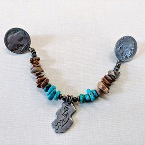 Vintage sweater clip turquoise/stone with nickles